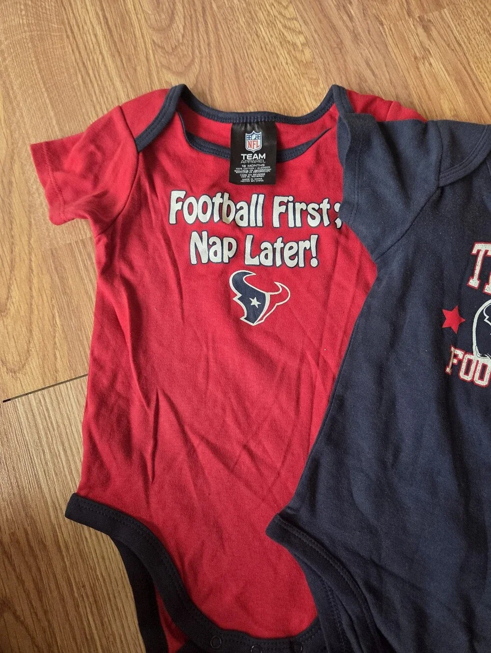 NFL Houston Texans Baby Bodysuit 18M 2pc Set Navy Red Short Sleeves NWT